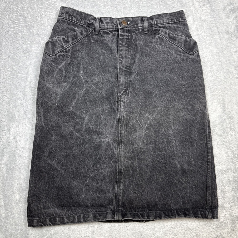 Vintage Gap Work Force Denim Skirt Women 13/14 Black USA Talon Zip 80s